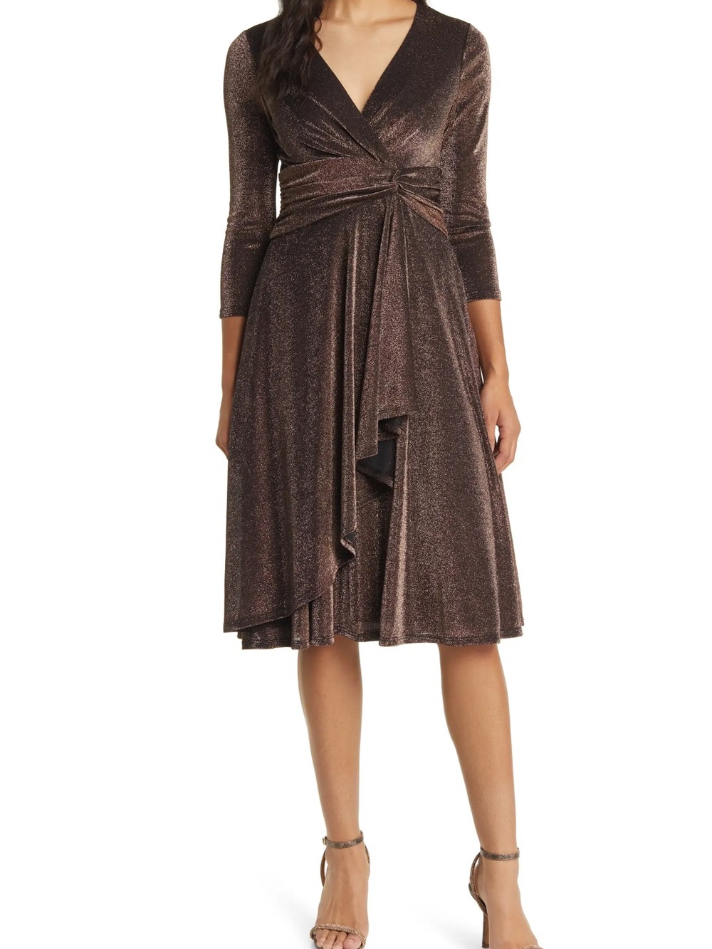 Eliza J Metallic Faux Wrap Dress — Size 2 NWT
